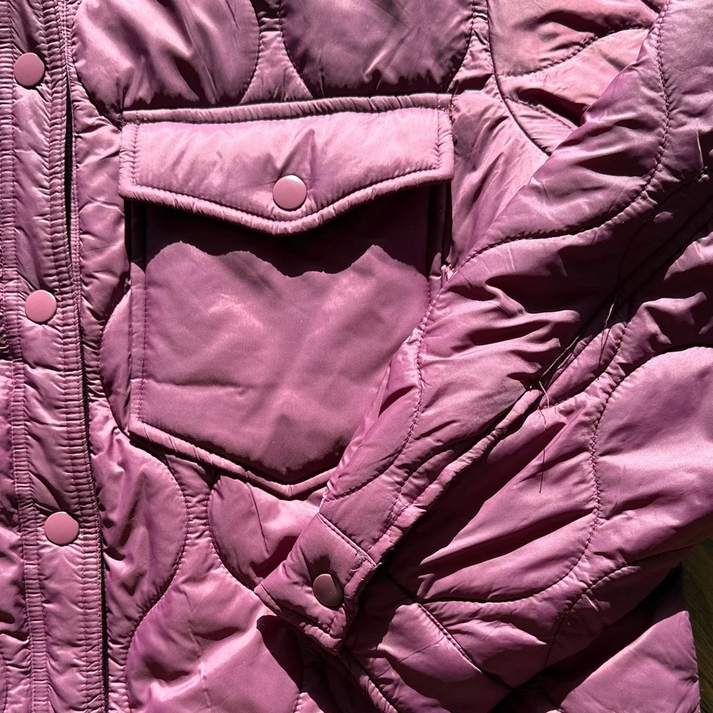 Plum Quilted Jacket with Front Pockets - Picture 2 of 12